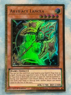 YUGIOH ARTIFACT LANCEA GOLD ULTRA RARE 1ST NM MAGO-EN008 - Image 1