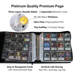 Trading Card Binder, 12 Pocket Fit 1800 Cards - Metal D-Ring Card Holder with... - Image 3