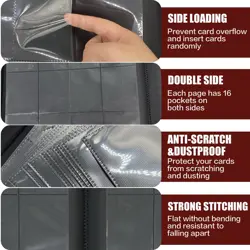 1000+ Pockets Card Binder,16 Pockets Trading Card Binder Ringless Side Loadin... - Image 4