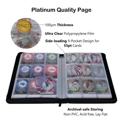 Card Binder for 55PT Sports Cards, 9 Pocket Fit 360 Cards, Ringless Trading C... - Image 3