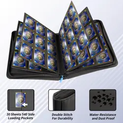 Premium Zipper Trading Card Binder Compatible with Sport Card, 9 Pocket 540 S... - Image 2