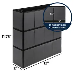 Trading Card Binder, 2” Durable D-Ring View, Black, with 20 Pack, 9 Pocket Cl... - Image 3
