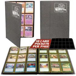 Monster 9 Pocket Trading Card Binder - Holofoil Gray Album, Anti-Theft & Anti... - Image 1