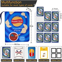 Trading Card Binder Album, 900 Pockets, 50 Removable Sleeves, 3-Ring Zipper, ... - Image 5