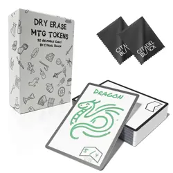 Citadel Black Dry Erase MTG Tokens, 50-Count Set - Includes 2 Erasers, Reversibl - Image 1