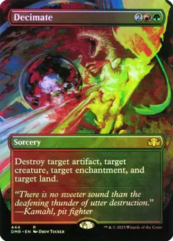 x3 NM+ FOIL MTG Decimate Borderless #444 Dominaria Remastered Magic Card - Image 1