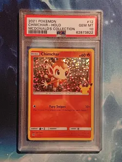 2021 Pokemon CHIMCHAR 12/25 McDonald's Coll Confetti Holo Promo | English PSA 10 - Image 1