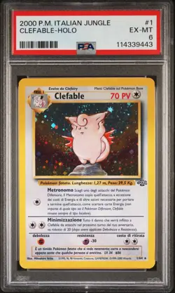2000 Pokemon ITALIAN Unlimited Jungle Clefable Holo 1/64 PSA 6 EX-MT - Image 1