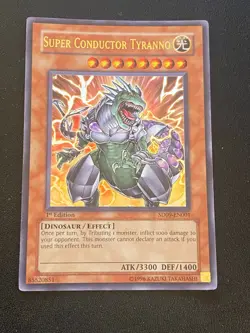 Yugioh! Super Conductor Tyranno SD09-EN001 Ultra Rare 1st Edition HP - crease - Image 1