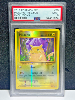 2016 Pokemon XY PIKACHU - REV.FOIL EVOLUTIONS - PSA 9 - Rare Vintage Card No 35 - Image 1