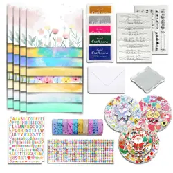 DIY Greeting Card Making Kit 32 Blank Cards Envelopes with Reusable Stamps - Image 1