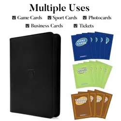 9 Pocket Zipper Card Binder, Fabmaker 360 Trading Card Holder Book, Premium PU C - Image 3