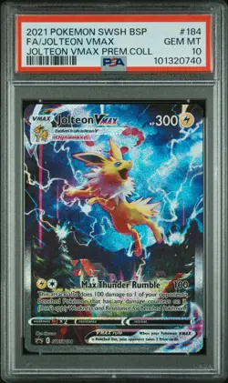 2021 POKEMON SWSH BLACK STAR PROMO #184 FULL ART/JOLTEON VMAX PSA 10 - Image 1