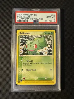 PSA 10 Bulbasaur EX 2004 Team Magma vs Team Aqua 39/95 Pokemon Gem Mint - Image 1