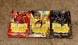 Lot of 3 Dragon Shields 60CT Japanese YuGiOh Matte Sleeves Black, Gold, Crimson - Image 1