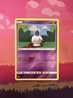 Pokemon Card Litwick Lost Thunder Reverse Holo 101/214 Near Mint - Image 1