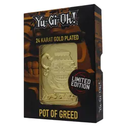 Yu-Gi-Oh! Fanattik Metal Card Metall Karte Barren 24K Gold Plated Pot of Greed - Image 4