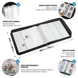 Graded Card Binder 60 PSA Slab Holder Album Storage Case MTG Zipper Book - Image 5