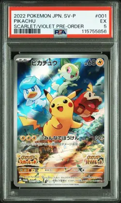 2022 Japanese Pikachu Promo PSA 5 #001 Scarlet & Violet Pokemon Card - Image 3