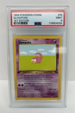1999 Pokemon Fossil Slowpoke 1st Edition 55/62 PSA 9 - Image 1