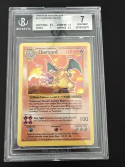 1999 Pokemon Charizard Base Set SHADOWLESS Holo Rare #4, BGS 7. - Image 1