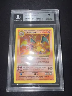 1999 Pokemon Charizard Base Set SHADOWLESS Holo Rare #4, BGS 7. - Image 2