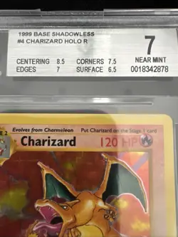 1999 Pokemon Charizard Base Set SHADOWLESS Holo Rare #4, BGS 7. - Image 3