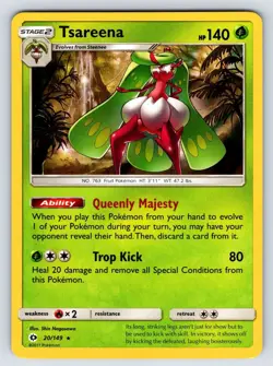 Tsareena 20/149 Sun & Moon Base Holo Rare Pokemon Card LP - Image 1