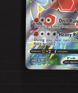 Rhyperior V 181/189 Darkness Ablaze Full Art Ultra Rare Holo Pokemon Card NM - Image 5