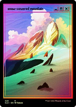 NM+ FOIL Etched MTG Snow-Covered Mountain Pixel Secret Lair #328 Magic Card - Image 1