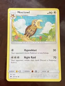 POKEMON Noctowl 107/147 Burning Shadows 2017 TCG Card - Image 1