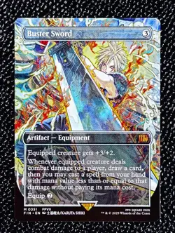 2025 MTG FINAL FANTASY WOODBLOCK BORDERLESS FOIL #0351 BUSTER SWORD - Image 1