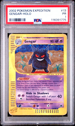 PSA 1 2002 Expedition Gengar Holo Foil 13/165 WOTC E-Reader Series Pokemon - Image 1