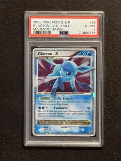 2008 POKEMON DIAMOND & PEARL MAJESTIC DAWN #98 GLACEON LV.X-HOLO PSA 6 - Image 1