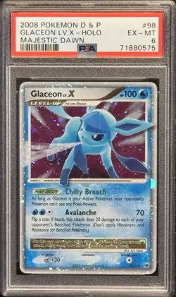 2008 POKEMON DIAMOND & PEARL MAJESTIC DAWN #98 GLACEON LV.X-HOLO PSA 6 - Image 2