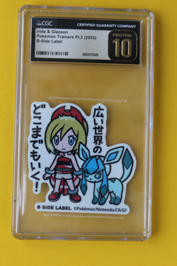 2025 POKEMON JAPANESE TRAINERS IRIDA & GLACEON STICKER B SIDE CGC PRISTINE 10 - Image 1