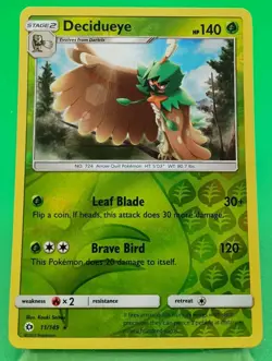 2017 POKEMON SUN & MOON DECIDUEYE 11/149 REVERSE HOLO (RARE) - Image 1