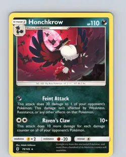 Pokemon TCG Honchkrow S&M Guardians Rising 79/145 Regular Rare Card LP-NM - Image 1