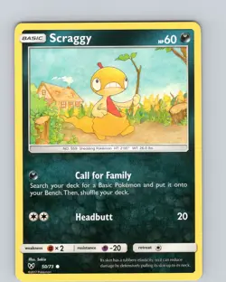 Pokemon TCG Scraggy S&M Shining Legends 50/73 Regular Common Card NM - Image 1