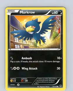 Pokemon TCG Murkrow XY Phantom Forces 51/119 Regular Common Card Played MP-LP - Image 1