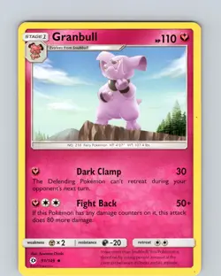 Pokemon TCG Granbull S&M Base Set 91/149 Regular Uncommon Card NM - Image 1