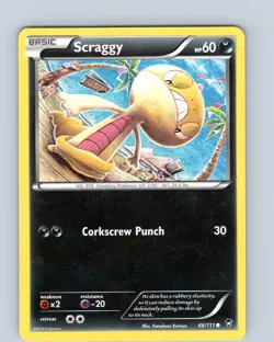 Pokemon TCG Scraggy XY Furious Fists 66/111 Regular Common Card Played MP-LP - Image 1