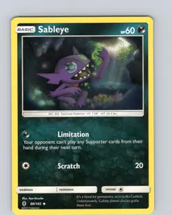 Pokemon TCG Sableye S&M Guardians Rising 80/145 Regular Uncommon Card NM - Image 1