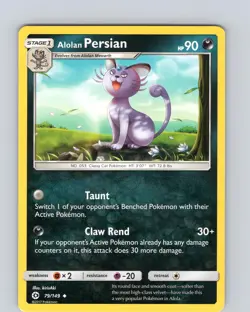 Pokemon Alolan Persian Sun & Moon Base Set 79/149 Regular Uncommon Card MP-LP - Image 1