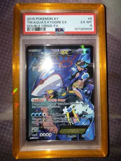 2015 POKEMON XY DOUBLE CRISIS #6 FULL ART/TEAM AQUA'S KYOGRE EX PSA 6 - Image 1