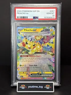 2024 Pokemon Ssp En-Surging Sparks Pikachu Ex #057 PSA 10 - Image 1