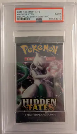 2019 HIDDEN FATES SHINY MEWTWO SEALED PACK POKEMON TCG PSA 9 - Image 1