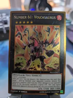 YuGiOh! Number 61: Volcasaurus PGL3-EN073 Gold Rare 1st Ed - Image 1