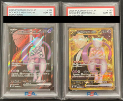 PSA 10 Set Pokemon Card Team Rocket's Mewtwo ex UR SR 130/098 sv10 Japanese JPN - Image 1