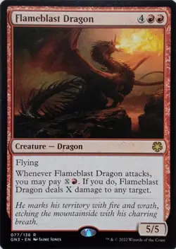 077/136 FLAMEBLAST DRAGON RARE GAME NIGHT: FREE-FOR-ALL MTG CARD - Image 1